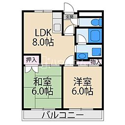 パレ音羽 2LDKの間取図画像