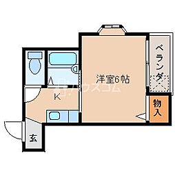 エクスクラン 1Kの間取図画像