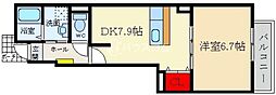 サンリッド・ゼファー 1DKの間取図画像