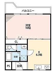 グランドハイツ2号館 1DKの間取図画像