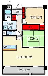 ベルデュール四條畷 2LDKの間取図画像
