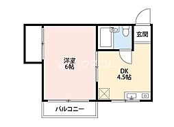 シャルマンS 1DKの間取図画像