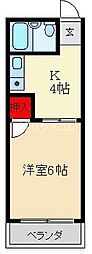 ハイツ北之町B棟 1Kの間取図画像