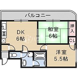 レスターテ2 2DKの間取図画像