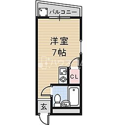千功ハイツ ワンルームの間取図画像