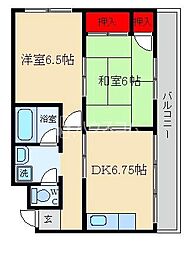 ロイヤルハイツ木村2号棟 2LDKの間取図画像