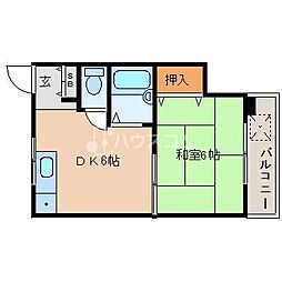 ジュネス・シャトー 1LDKの間取図画像