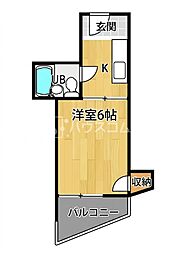 サンパレス 1Kの間取図画像