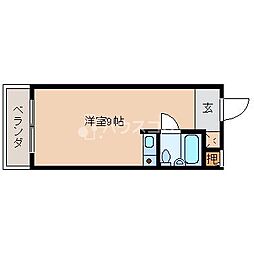 セゾン若松 ワンルームの間取図画像