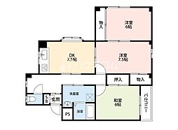 ハイツ北口 3DKの間取図画像