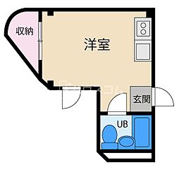 コスモ八坂ハイツ ワンルームの間取図画像
