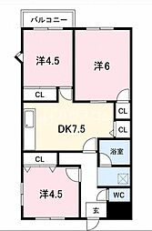マンションウエストプラザ 3DKの間取図画像