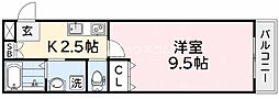 ディアコート香里 1Kの間取図画像