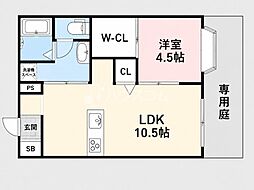 ヴィラ楠公D棟 1LDKの間取図画像