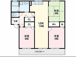 ホワイトヴィレッジB棟 3LDKの間取図画像