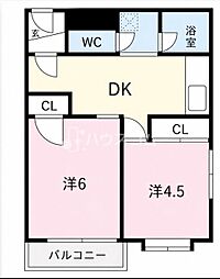 マンションウエストプラザ 2DKの間取図画像