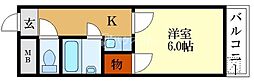 オスカー香里 1Kの間取図画像