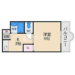 ロータリーマンション北之町 1Kの間取図画像