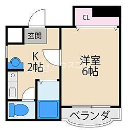 ベルファ大和田 1Kの間取図画像