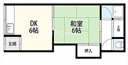 黒原住宅 1DKの間取図画像
