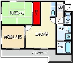サンライズ成田 2LDKの間取図画像