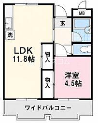 梅ケ丘ハイツ 1LDKの間取図画像