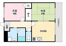 アビリティ.K.池菊第五ビル 2DKの間取図画像