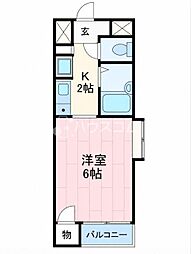パレコート野里 1Kの間取図画像