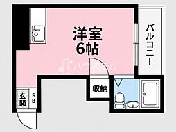 すずらんハイツ河北 ワンルームの間取図画像