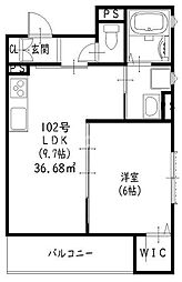 ピレーネ明和 1LDKの間取図画像