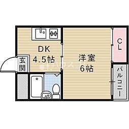 プチシャトー城垣 1Kの間取図画像
