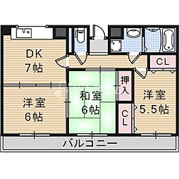 フレアコートコスモ 3DKの間取図画像