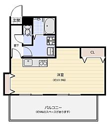 朝日プラザ阿倍野第2 ワンルームの間取図画像
