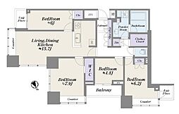 グランドターミナルタワー本八幡 4LDKの間取図画像