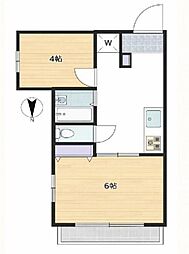 日神パレス東日暮里 2Kの間取図画像