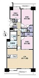 パーク・ハイム狛江3号棟 3LDKの間取図画像
