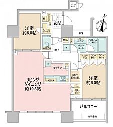 シティタワー大井町 2SLDKの間取図画像