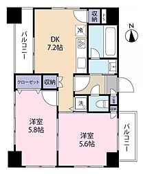 レガリアシティ浅草リバーサイド 2DKの間取図画像