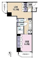 日神デュオステージ新宿若松町 1LDKの間取図画像