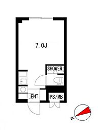 グローリア初穂梅ヶ丘 ワンルームの間取図画像