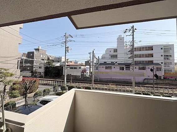 バルコニーから...