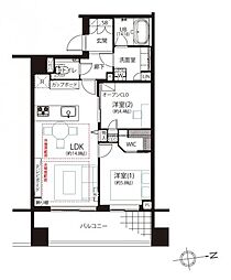 グレンパーク駒場EAST 2LDKの間取図画像