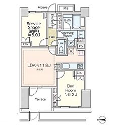 グランスイート神楽坂ピアースノースヒルズ 1SLDKの間取図画像