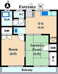 ユタカハイツ 2DKの間取図画像
