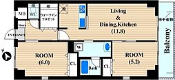 ポラール 2LDKの間取図画像