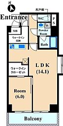 ライズコート 1LDKの間取図画像