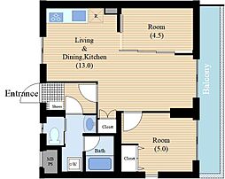 クレスト井田 2LDKの間取図画像