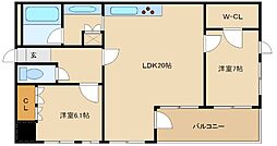 ライオンズマンション神戸栄町通 2LDKの間取図画像