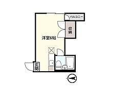 ジュピエルハイツ宝永 ワンルームの間取図画像