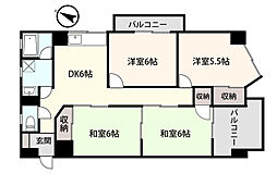 アシスト第2足利マンション2号棟 4DKの間取図画像